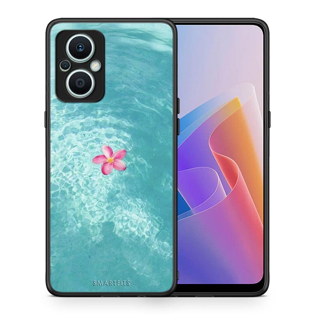 Θήκη Oppo Reno7 Lite Water Flower από τη Smartfits με σχέδιο στο πίσω μέρος και μαύρο περίβλημα | Oppo Reno7 Lite Water Flower Case with Colorful Back and Black Bezels