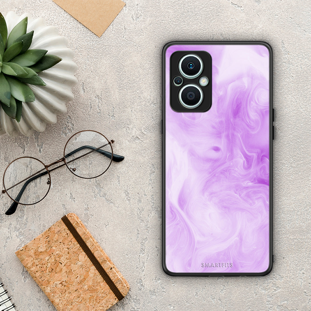 Θήκη Oppo Reno7 Lite Watercolor Lavender από τη Smartfits με σχέδιο στο πίσω μέρος και μαύρο περίβλημα | Oppo Reno7 Lite Watercolor Lavender Case with Colorful Back and Black Bezels
