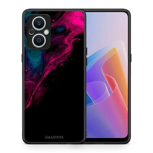 Θήκη Oppo Reno7 Lite Watercolor Pink Black από τη Smartfits με σχέδιο στο πίσω μέρος και μαύρο περίβλημα | Oppo Reno7 Lite Watercolor Pink Black Case with Colorful Back and Black Bezels