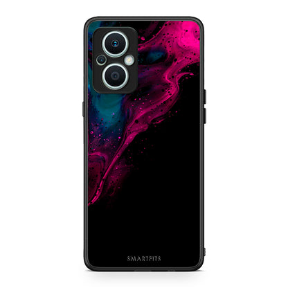 Θήκη Oppo Reno7 Lite Watercolor Pink Black από τη Smartfits με σχέδιο στο πίσω μέρος και μαύρο περίβλημα | Oppo Reno7 Lite Watercolor Pink Black Case with Colorful Back and Black Bezels