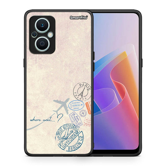 Θήκη Oppo Reno7 Lite Where Next από τη Smartfits με σχέδιο στο πίσω μέρος και μαύρο περίβλημα | Oppo Reno7 Lite Where Next Case with Colorful Back and Black Bezels