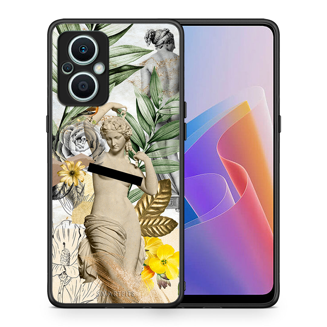 Θήκη Oppo Reno7 Lite Woman Statue από τη Smartfits με σχέδιο στο πίσω μέρος και μαύρο περίβλημα | Oppo Reno7 Lite Woman Statue Case with Colorful Back and Black Bezels