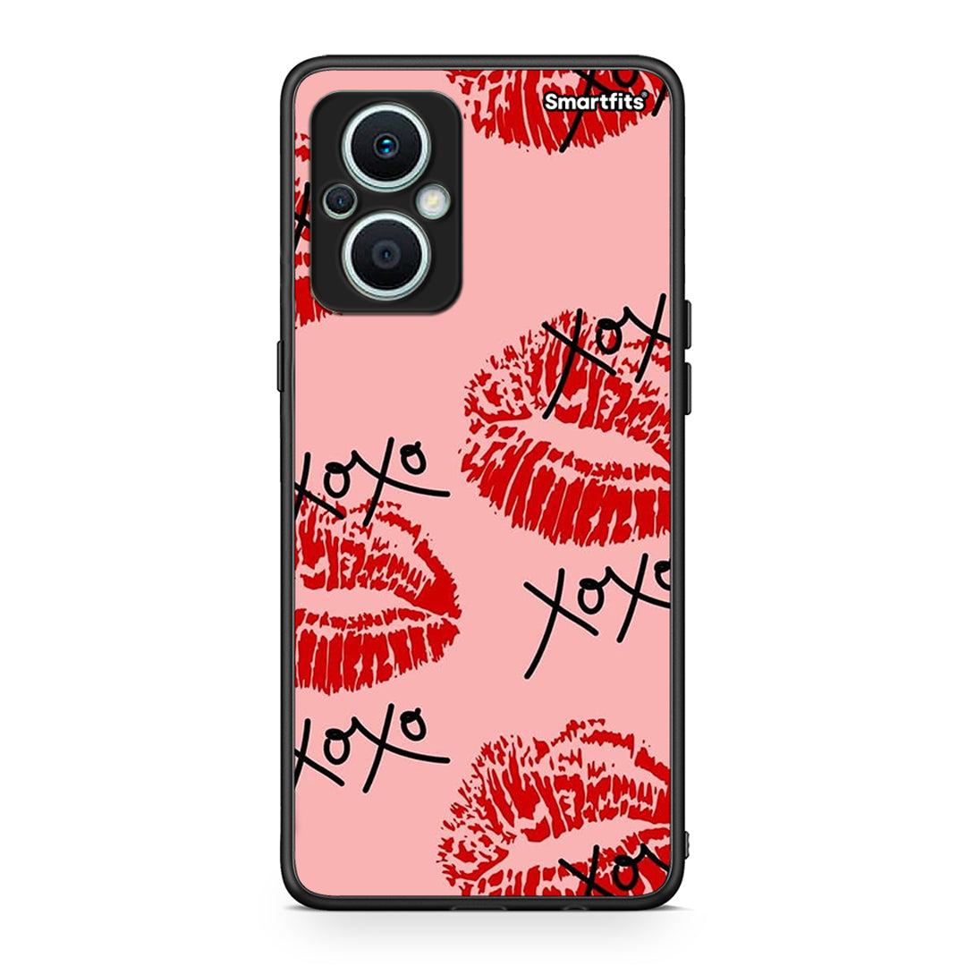 Θήκη Oppo Reno7 Lite XOXO Lips από τη Smartfits με σχέδιο στο πίσω μέρος και μαύρο περίβλημα | Oppo Reno7 Lite XOXO Lips Case with Colorful Back and Black Bezels