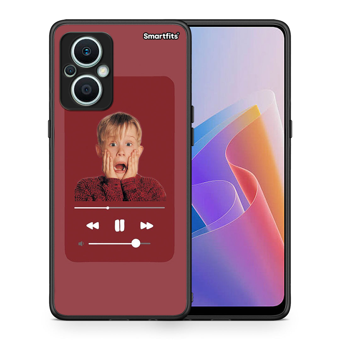 Θήκη Oppo Reno7 Lite Xmas Alone Music από τη Smartfits με σχέδιο στο πίσω μέρος και μαύρο περίβλημα | Oppo Reno7 Lite Xmas Alone Music Case with Colorful Back and Black Bezels