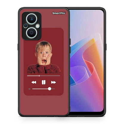 Θήκη Oppo Reno7 Lite Xmas Alone Music από τη Smartfits με σχέδιο στο πίσω μέρος και μαύρο περίβλημα | Oppo Reno7 Lite Xmas Alone Music Case with Colorful Back and Black Bezels