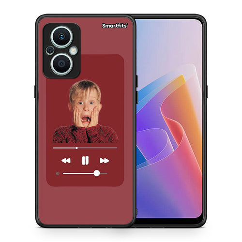 Θήκη Oppo Reno7 Lite Xmas Alone Music από τη Smartfits με σχέδιο στο πίσω μέρος και μαύρο περίβλημα | Oppo Reno7 Lite Xmas Alone Music Case with Colorful Back and Black Bezels