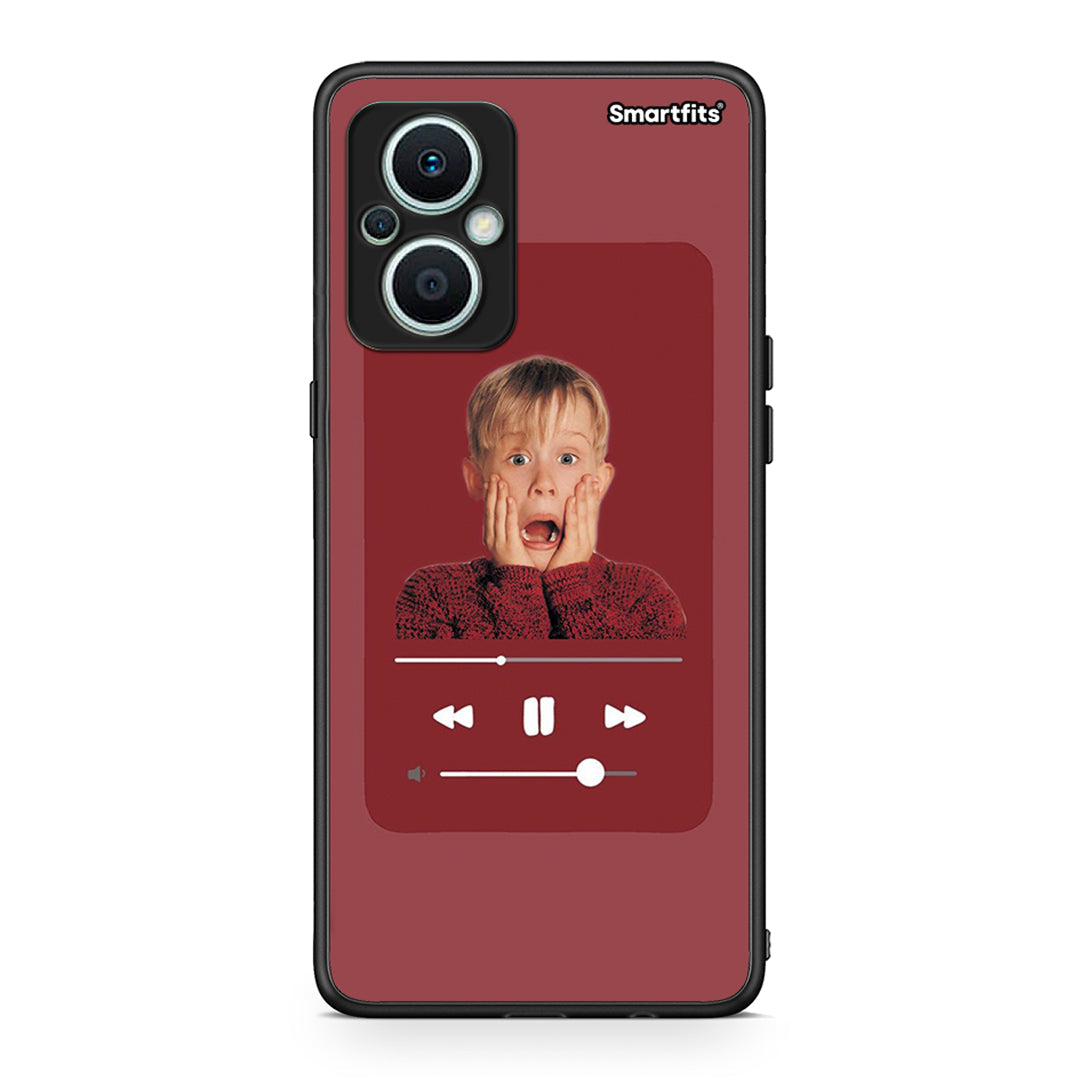 Θήκη Oppo Reno7 Lite Xmas Alone Music από τη Smartfits με σχέδιο στο πίσω μέρος και μαύρο περίβλημα | Oppo Reno7 Lite Xmas Alone Music Case with Colorful Back and Black Bezels