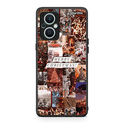 Θήκη Oppo Reno7 Lite Xmas Collage από τη Smartfits με σχέδιο στο πίσω μέρος και μαύρο περίβλημα | Oppo Reno7 Lite Xmas Collage Case with Colorful Back and Black Bezels