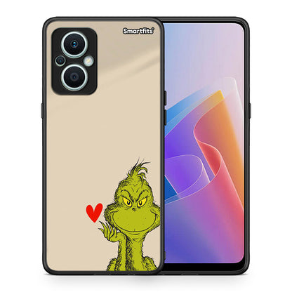 Θήκη Oppo Reno7 Lite Xmas Grinch από τη Smartfits με σχέδιο στο πίσω μέρος και μαύρο περίβλημα | Oppo Reno7 Lite Xmas Grinch Case with Colorful Back and Black Bezels