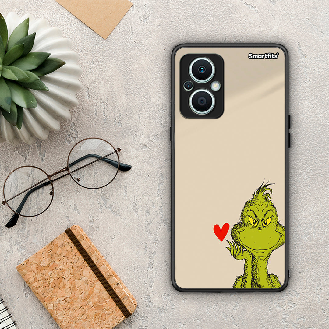 Θήκη Oppo Reno7 Lite Xmas Grinch από τη Smartfits με σχέδιο στο πίσω μέρος και μαύρο περίβλημα | Oppo Reno7 Lite Xmas Grinch Case with Colorful Back and Black Bezels