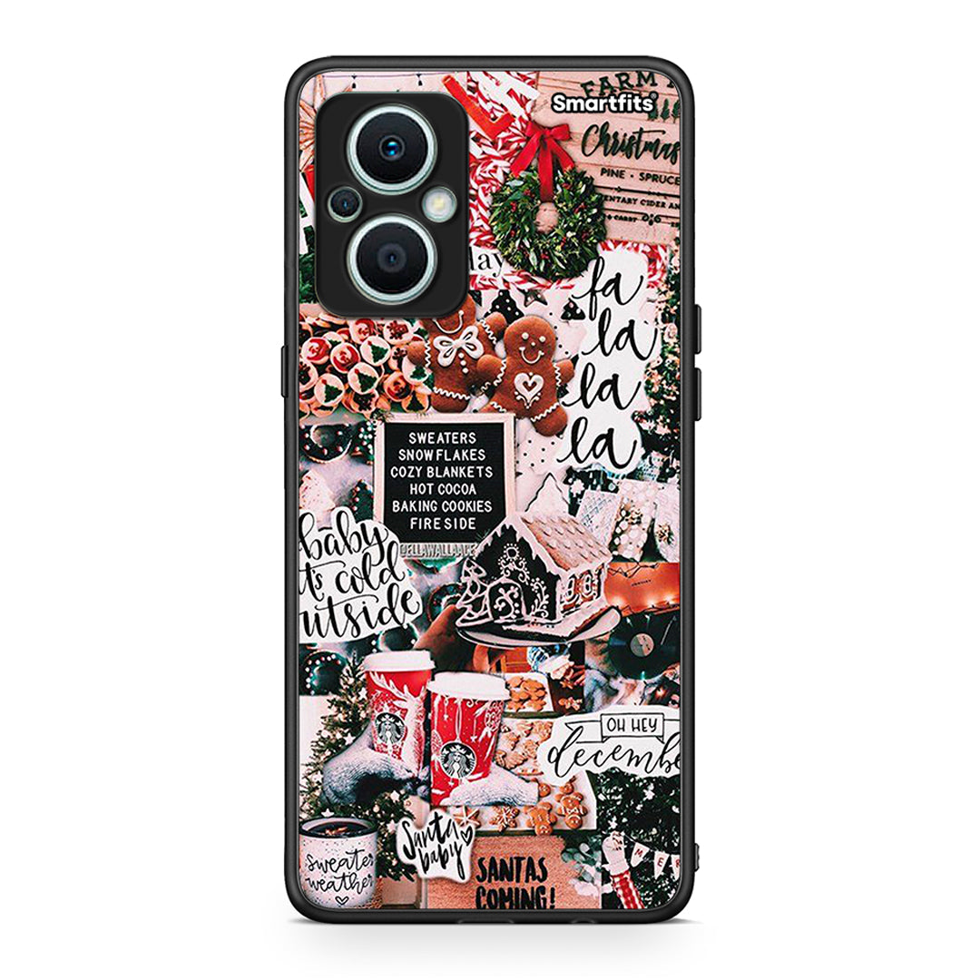 Θήκη Oppo Reno7 Lite Xmas Habbits από τη Smartfits με σχέδιο στο πίσω μέρος και μαύρο περίβλημα | Oppo Reno7 Lite Xmas Habbits Case with Colorful Back and Black Bezels