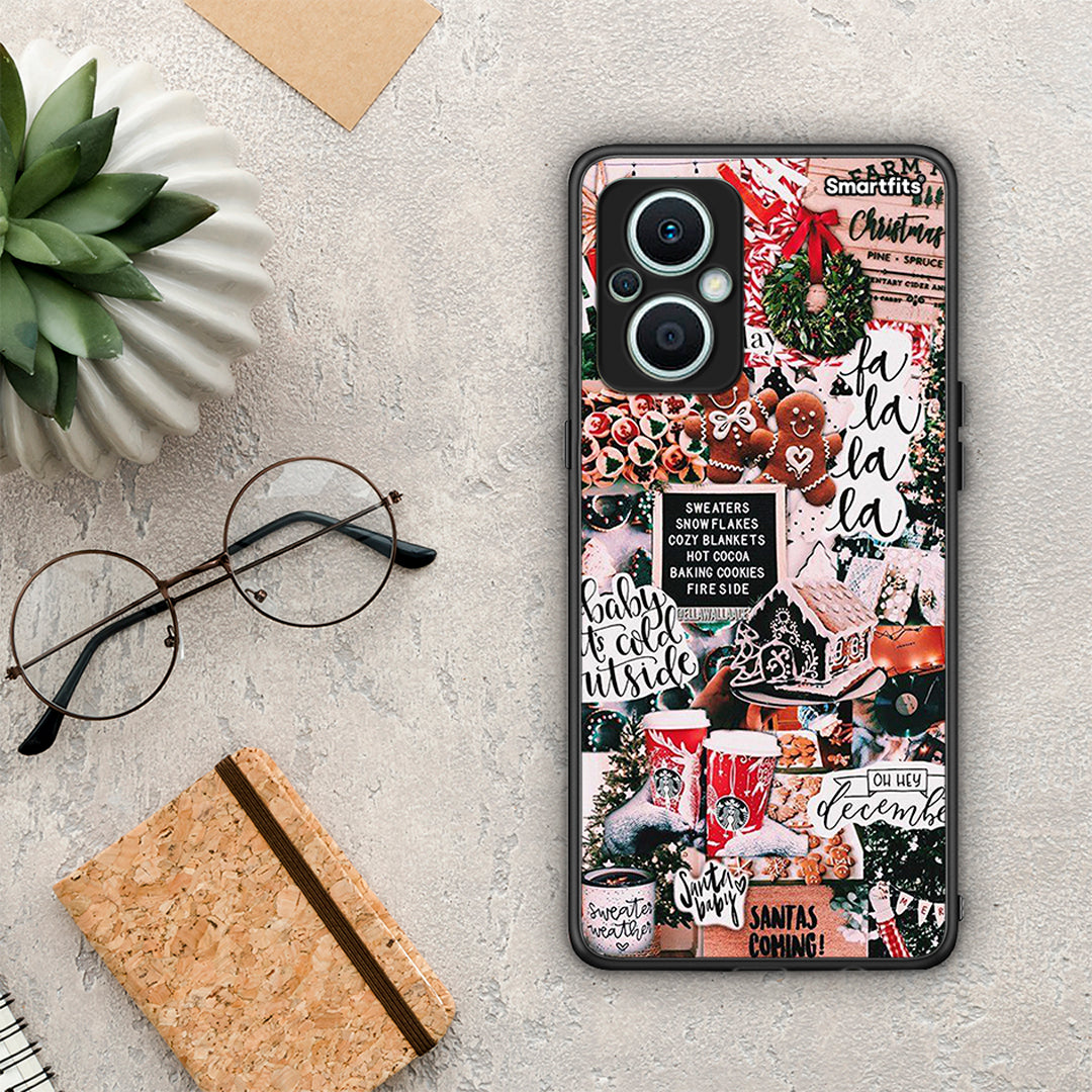 Θήκη Oppo Reno7 Lite Xmas Habbits από τη Smartfits με σχέδιο στο πίσω μέρος και μαύρο περίβλημα | Oppo Reno7 Lite Xmas Habbits Case with Colorful Back and Black Bezels