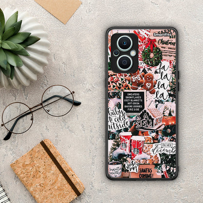 Θήκη Oppo Reno7 Lite Xmas Habbits από τη Smartfits με σχέδιο στο πίσω μέρος και μαύρο περίβλημα | Oppo Reno7 Lite Xmas Habbits Case with Colorful Back and Black Bezels