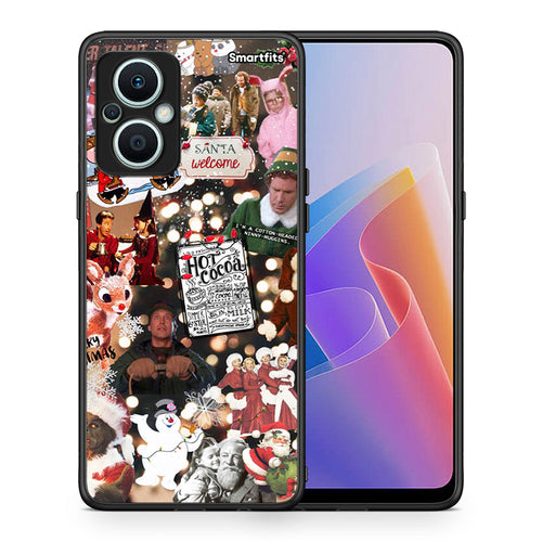 Θήκη Oppo Reno7 Lite Xmas Movies από τη Smartfits με σχέδιο στο πίσω μέρος και μαύρο περίβλημα | Oppo Reno7 Lite Xmas Movies Case with Colorful Back and Black Bezels