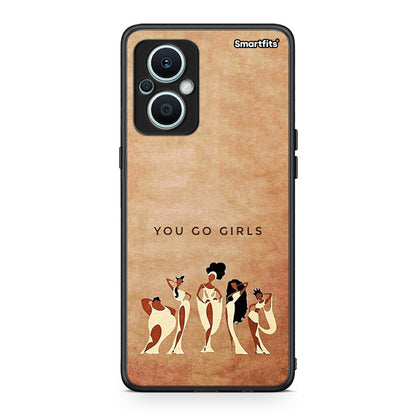 Θήκη Oppo Reno7 Lite You Go Girl από τη Smartfits με σχέδιο στο πίσω μέρος και μαύρο περίβλημα | Oppo Reno7 Lite You Go Girl Case with Colorful Back and Black Bezels