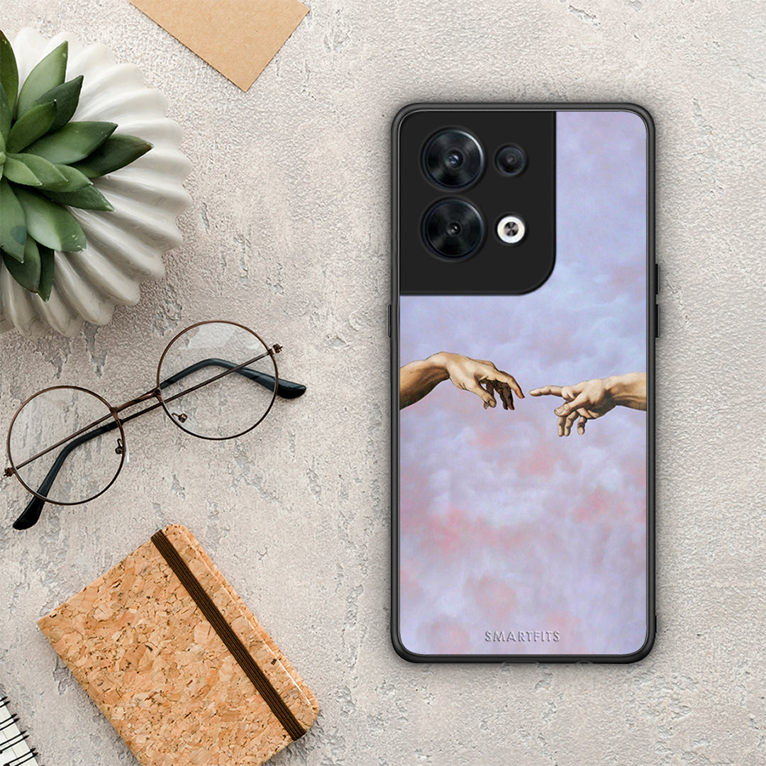 Θήκη Oppo Reno8 5G Adam Hand από τη Smartfits με σχέδιο στο πίσω μέρος και μαύρο περίβλημα | Oppo Reno8 5G Adam Hand Case with Colorful Back and Black Bezels