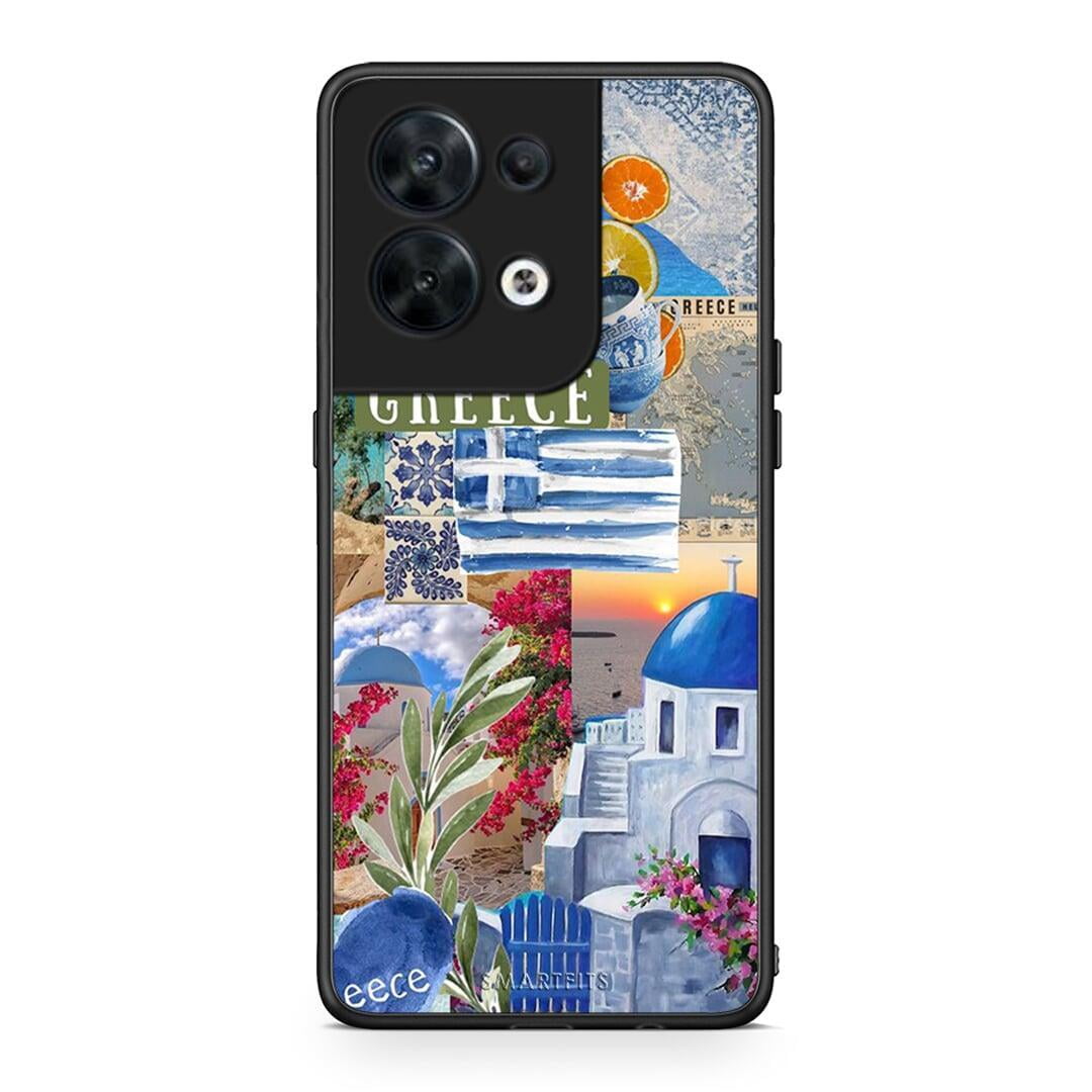 Θήκη Oppo Reno8 5G All Greek από τη Smartfits με σχέδιο στο πίσω μέρος και μαύρο περίβλημα | Oppo Reno8 5G All Greek Case with Colorful Back and Black Bezels