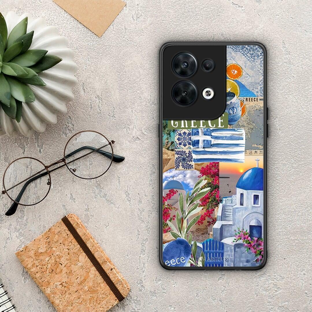 Θήκη Oppo Reno8 5G All Greek από τη Smartfits με σχέδιο στο πίσω μέρος και μαύρο περίβλημα | Oppo Reno8 5G All Greek Case with Colorful Back and Black Bezels