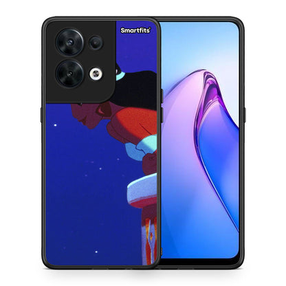 Θήκη Oppo Reno8 5G Alladin And Jasmine Love 2 από τη Smartfits με σχέδιο στο πίσω μέρος και μαύρο περίβλημα | Oppo Reno8 5G Alladin And Jasmine Love 2 Case with Colorful Back and Black Bezels