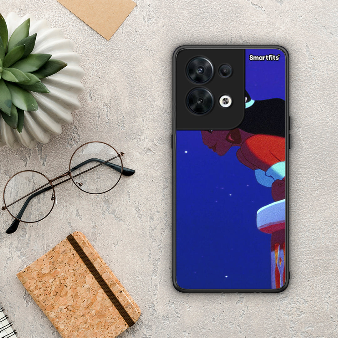 Θήκη Oppo Reno8 5G Alladin And Jasmine Love 2 από τη Smartfits με σχέδιο στο πίσω μέρος και μαύρο περίβλημα | Oppo Reno8 5G Alladin And Jasmine Love 2 Case with Colorful Back and Black Bezels