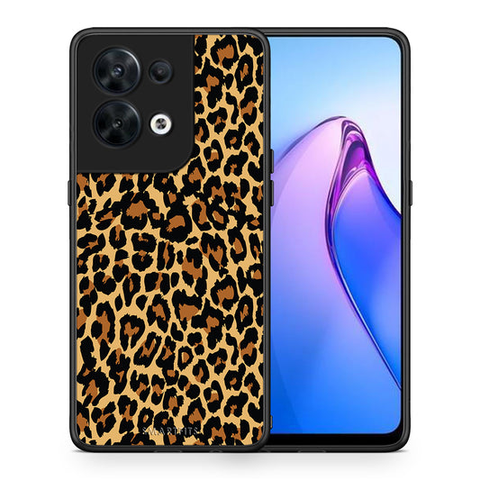 Θήκη Oppo Reno8 5G Animal Leopard από τη Smartfits με σχέδιο στο πίσω μέρος και μαύρο περίβλημα | Oppo Reno8 5G Animal Leopard Case with Colorful Back and Black Bezels