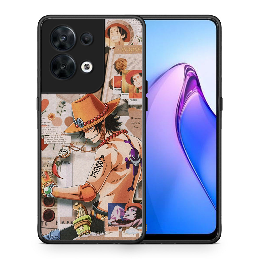 Θήκη Oppo Reno8 5G Anime Collage από τη Smartfits με σχέδιο στο πίσω μέρος και μαύρο περίβλημα | Oppo Reno8 5G Anime Collage Case with Colorful Back and Black Bezels