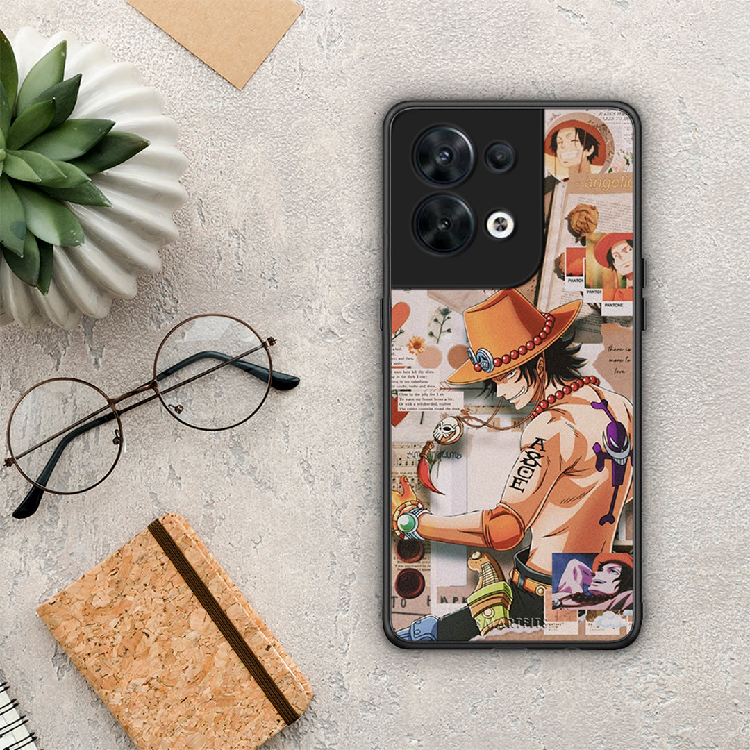 Θήκη Oppo Reno8 5G Anime Collage από τη Smartfits με σχέδιο στο πίσω μέρος και μαύρο περίβλημα | Oppo Reno8 5G Anime Collage Case with Colorful Back and Black Bezels