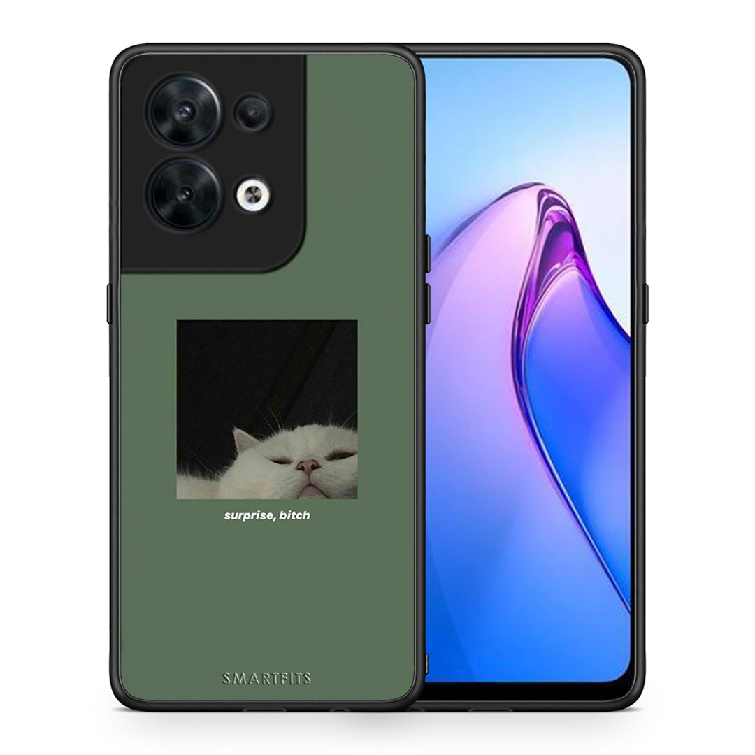 Θήκη Oppo Reno8 5G Bitch Surprise από τη Smartfits με σχέδιο στο πίσω μέρος και μαύρο περίβλημα | Oppo Reno8 5G Bitch Surprise Case with Colorful Back and Black Bezels