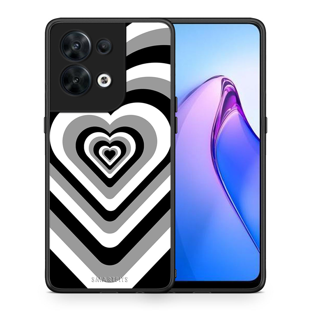 Θήκη Oppo Reno8 5G Black Hearts από τη Smartfits με σχέδιο στο πίσω μέρος και μαύρο περίβλημα | Oppo Reno8 5G Black Hearts Case with Colorful Back and Black Bezels