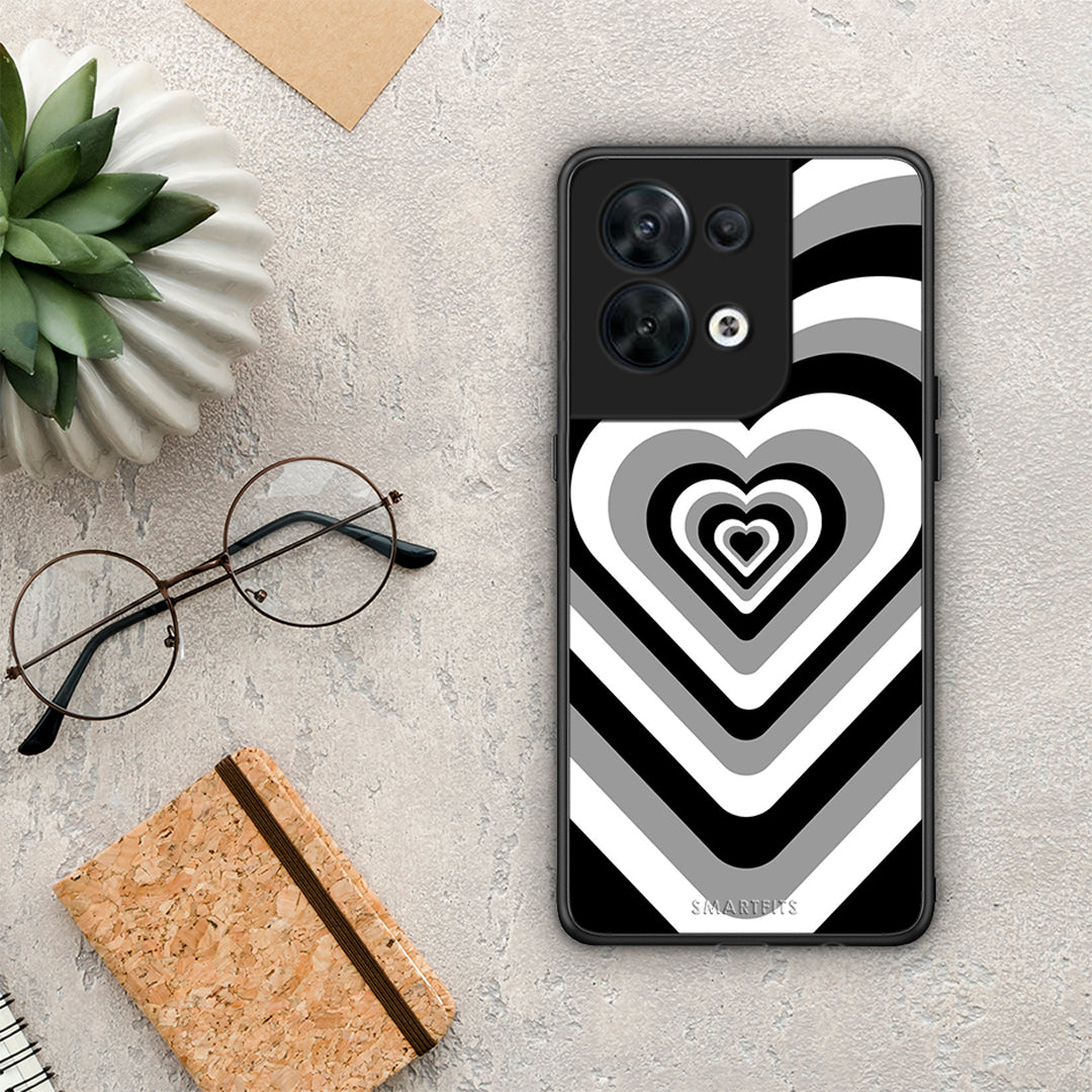Θήκη Oppo Reno8 5G Black Hearts από τη Smartfits με σχέδιο στο πίσω μέρος και μαύρο περίβλημα | Oppo Reno8 5G Black Hearts Case with Colorful Back and Black Bezels