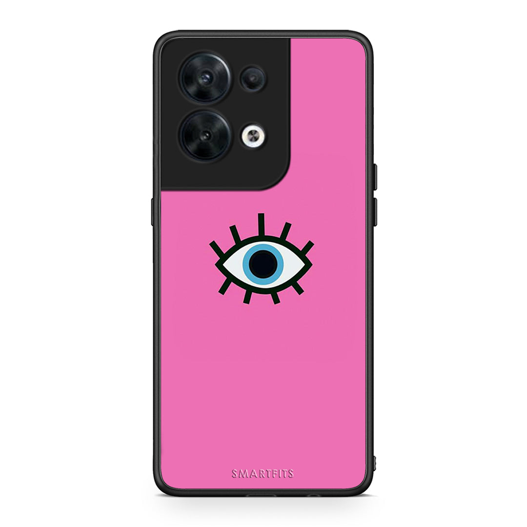 Θήκη Oppo Reno8 5G Blue Eye Pink από τη Smartfits με σχέδιο στο πίσω μέρος και μαύρο περίβλημα | Oppo Reno8 5G Blue Eye Pink Case with Colorful Back and Black Bezels