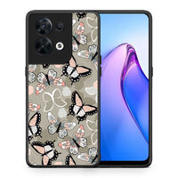 Thumbnail for Θήκη Oppo Reno8 5G Boho Butterflies από τη Smartfits με σχέδιο στο πίσω μέρος και μαύρο περίβλημα | Oppo Reno8 5G Boho Butterflies Case with Colorful Back and Black Bezels