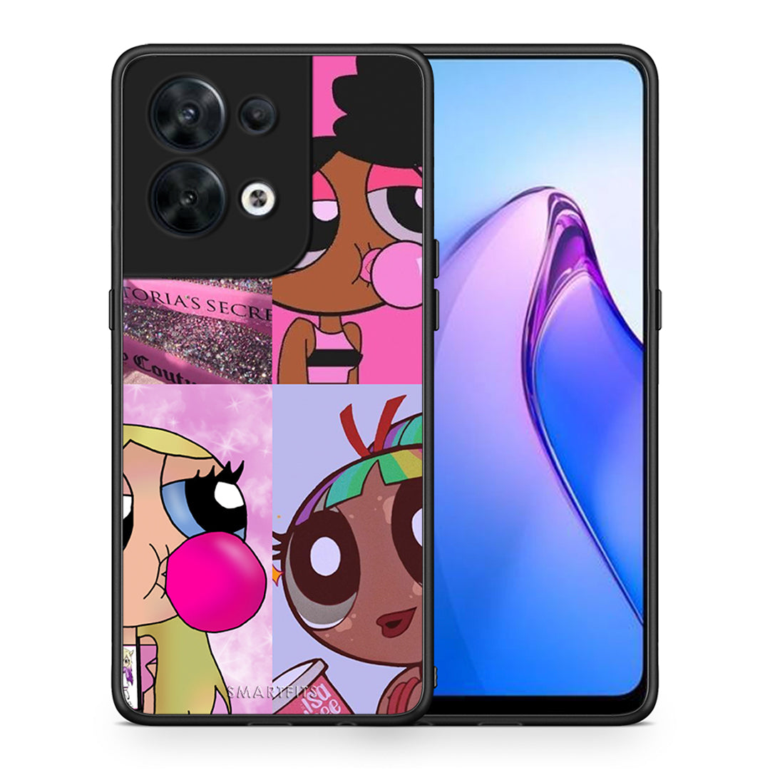 Θήκη Oppo Reno8 5G Bubble Girls από τη Smartfits με σχέδιο στο πίσω μέρος και μαύρο περίβλημα | Oppo Reno8 5G Bubble Girls Case with Colorful Back and Black Bezels