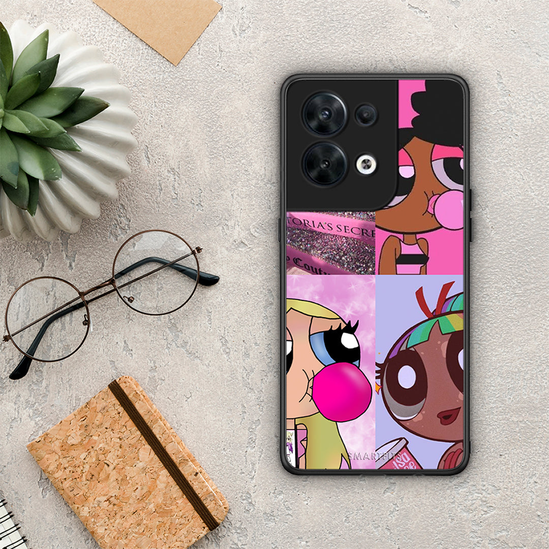 Θήκη Oppo Reno8 5G Bubble Girls από τη Smartfits με σχέδιο στο πίσω μέρος και μαύρο περίβλημα | Oppo Reno8 5G Bubble Girls Case with Colorful Back and Black Bezels