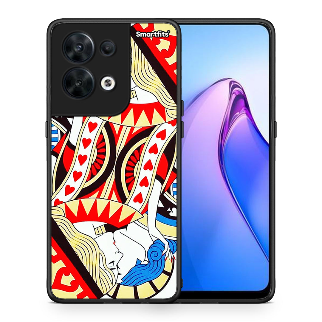 Θήκη Oppo Reno8 5G Card Love από τη Smartfits με σχέδιο στο πίσω μέρος και μαύρο περίβλημα | Oppo Reno8 5G Card Love Case with Colorful Back and Black Bezels
