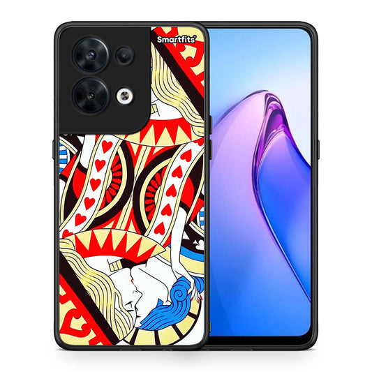 Θήκη Oppo Reno8 5G Card Love από τη Smartfits με σχέδιο στο πίσω μέρος και μαύρο περίβλημα | Oppo Reno8 5G Card Love Case with Colorful Back and Black Bezels