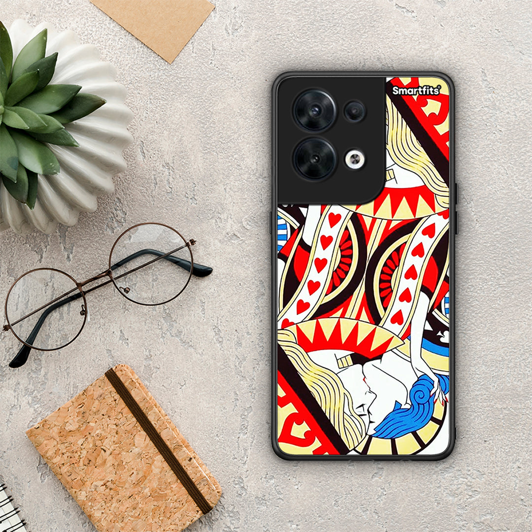 Θήκη Oppo Reno8 5G Card Love από τη Smartfits με σχέδιο στο πίσω μέρος και μαύρο περίβλημα | Oppo Reno8 5G Card Love Case with Colorful Back and Black Bezels