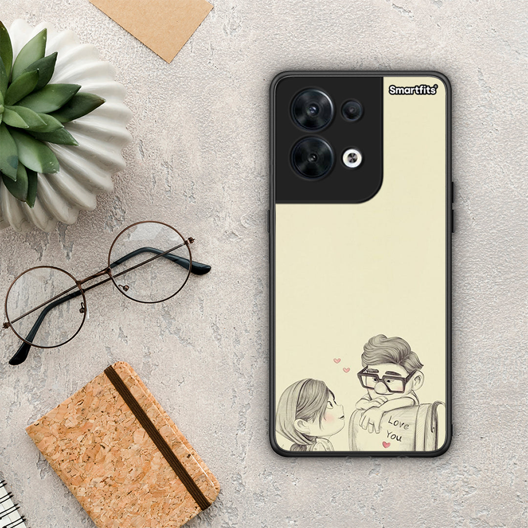 Θήκη Oppo Reno8 5G Carl And Ellie από τη Smartfits με σχέδιο στο πίσω μέρος και μαύρο περίβλημα | Oppo Reno8 5G Carl And Ellie Case with Colorful Back and Black Bezels