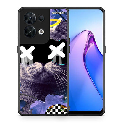 Θήκη Oppo Reno8 5G Cat Collage από τη Smartfits με σχέδιο στο πίσω μέρος και μαύρο περίβλημα | Oppo Reno8 5G Cat Collage Case with Colorful Back and Black Bezels