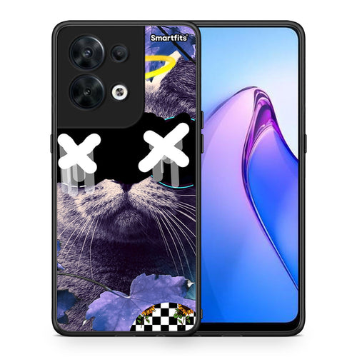 Θήκη Oppo Reno8 5G Cat Collage από τη Smartfits με σχέδιο στο πίσω μέρος και μαύρο περίβλημα | Oppo Reno8 5G Cat Collage Case with Colorful Back and Black Bezels