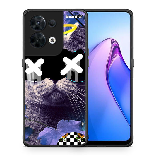 Θήκη Oppo Reno8 5G Cat Collage από τη Smartfits με σχέδιο στο πίσω μέρος και μαύρο περίβλημα | Oppo Reno8 5G Cat Collage Case with Colorful Back and Black Bezels
