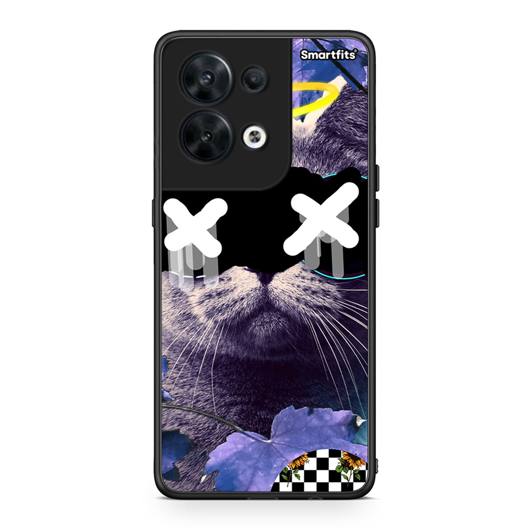 Θήκη Oppo Reno8 5G Cat Collage από τη Smartfits με σχέδιο στο πίσω μέρος και μαύρο περίβλημα | Oppo Reno8 5G Cat Collage Case with Colorful Back and Black Bezels