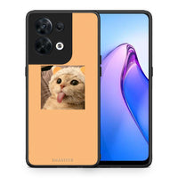 Thumbnail for Θήκη Oppo Reno8 5G Cat Tongue από τη Smartfits με σχέδιο στο πίσω μέρος και μαύρο περίβλημα | Oppo Reno8 5G Cat Tongue Case with Colorful Back and Black Bezels