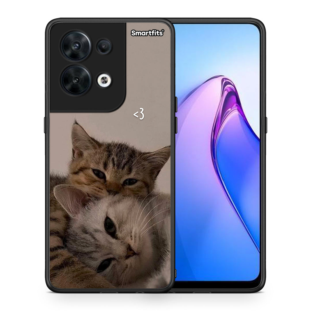 Θήκη Oppo Reno8 5G Cats In Love από τη Smartfits με σχέδιο στο πίσω μέρος και μαύρο περίβλημα | Oppo Reno8 5G Cats In Love Case with Colorful Back and Black Bezels