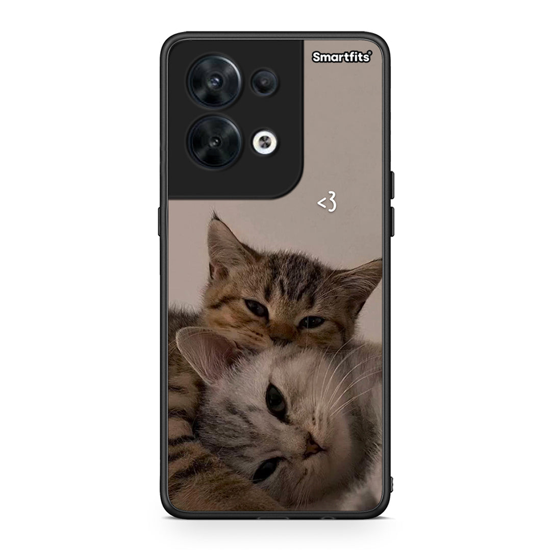 Θήκη Oppo Reno8 5G Cats In Love από τη Smartfits με σχέδιο στο πίσω μέρος και μαύρο περίβλημα | Oppo Reno8 5G Cats In Love Case with Colorful Back and Black Bezels