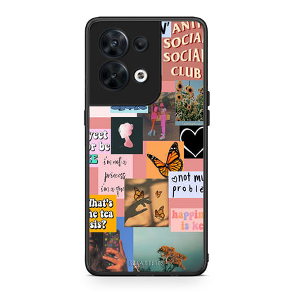 Θήκη Oppo Reno8 5G Collage Bitchin από τη Smartfits με σχέδιο στο πίσω μέρος και μαύρο περίβλημα | Oppo Reno8 5G Collage Bitchin Case with Colorful Back and Black Bezels