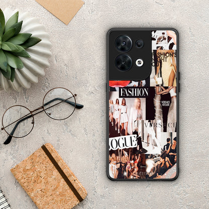 Θήκη Oppo Reno8 5G Collage Fashion από τη Smartfits με σχέδιο στο πίσω μέρος και μαύρο περίβλημα | Oppo Reno8 5G Collage Fashion Case with Colorful Back and Black Bezels