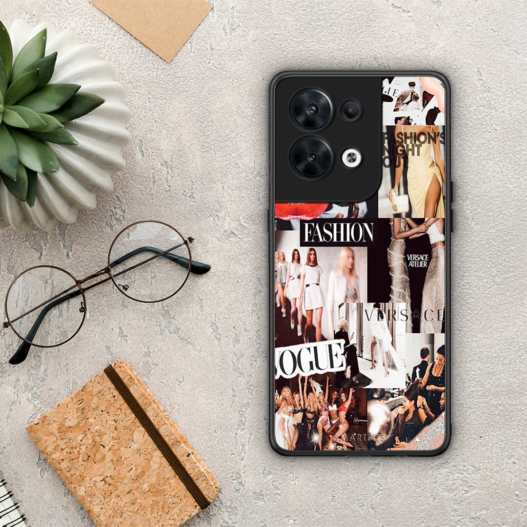 Θήκη Oppo Reno8 5G Collage Fashion από τη Smartfits με σχέδιο στο πίσω μέρος και μαύρο περίβλημα | Oppo Reno8 5G Collage Fashion Case with Colorful Back and Black Bezels