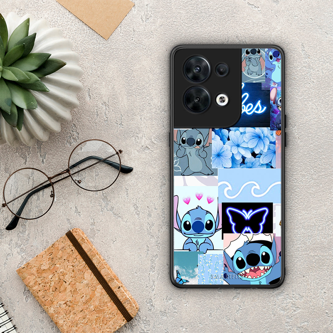 Θήκη Oppo Reno8 5G Collage Good Vibes από τη Smartfits με σχέδιο στο πίσω μέρος και μαύρο περίβλημα | Oppo Reno8 5G Collage Good Vibes Case with Colorful Back and Black Bezels