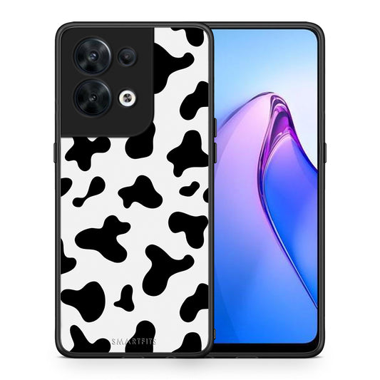 Θήκη Oppo Reno8 5G Cow Print από τη Smartfits με σχέδιο στο πίσω μέρος και μαύρο περίβλημα | Oppo Reno8 5G Cow Print Case with Colorful Back and Black Bezels